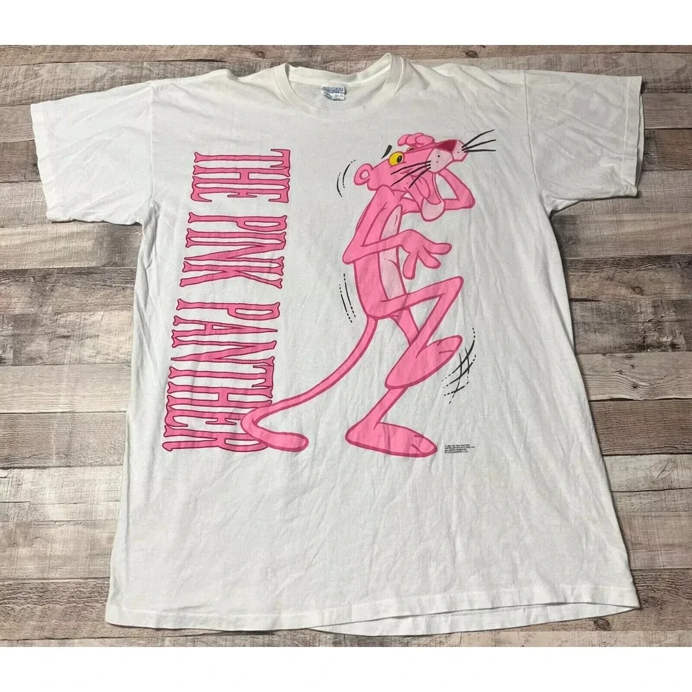 Pink Panther Shirt Adult One Size White‎ Vintage 1996 90s Clues AOP TV Series